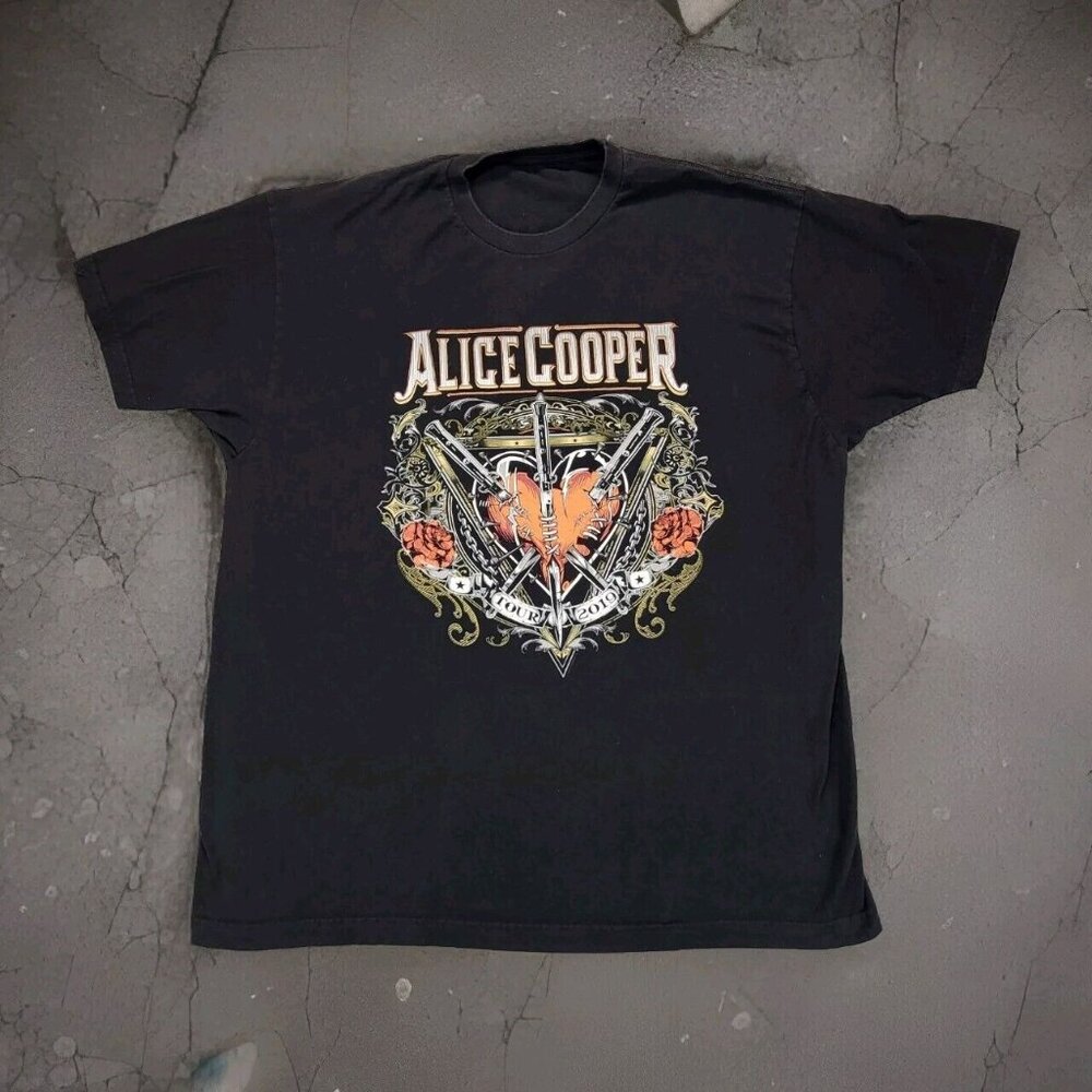 Alice Cooper 2019 Tour T Shirt Mens XL Black Graphic Print Biker Rock Music